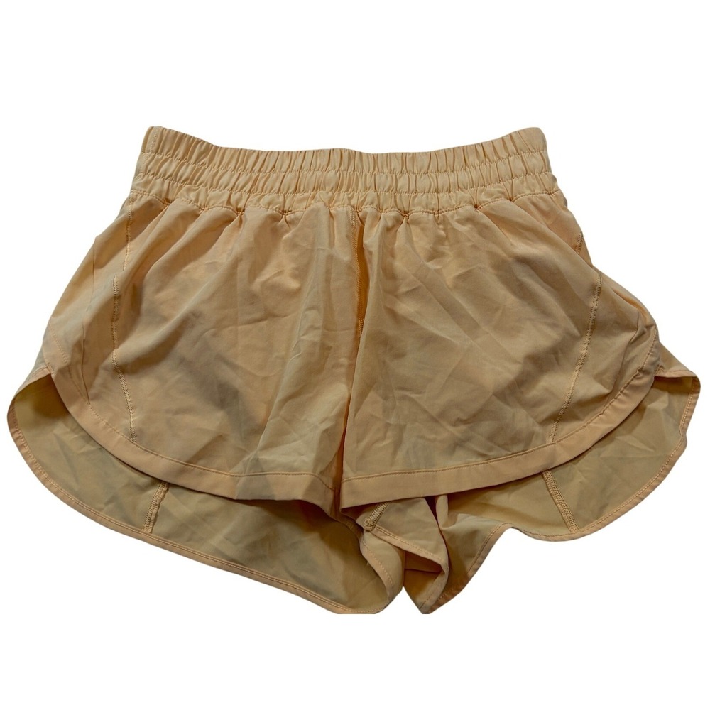 Lululemon Track That Mid-Rise Lined Short 5 Peach Apricot Running Shorts Size 8